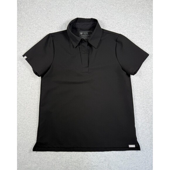 FIGS Tops - FIGS Black Technical Polo Top Nala Technical Short Sleeve Scrub XS